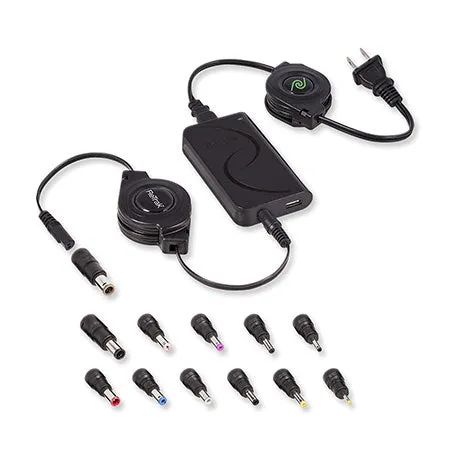 Universal Battery Charger | 65W Wall Charger & Car Chargers | Retractable Cables | 2.4 Amp USB port