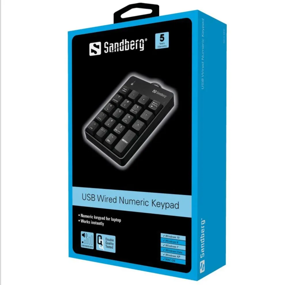 USB Wired Numeric Keypad, 1.5 Meter Cable - Sandberg