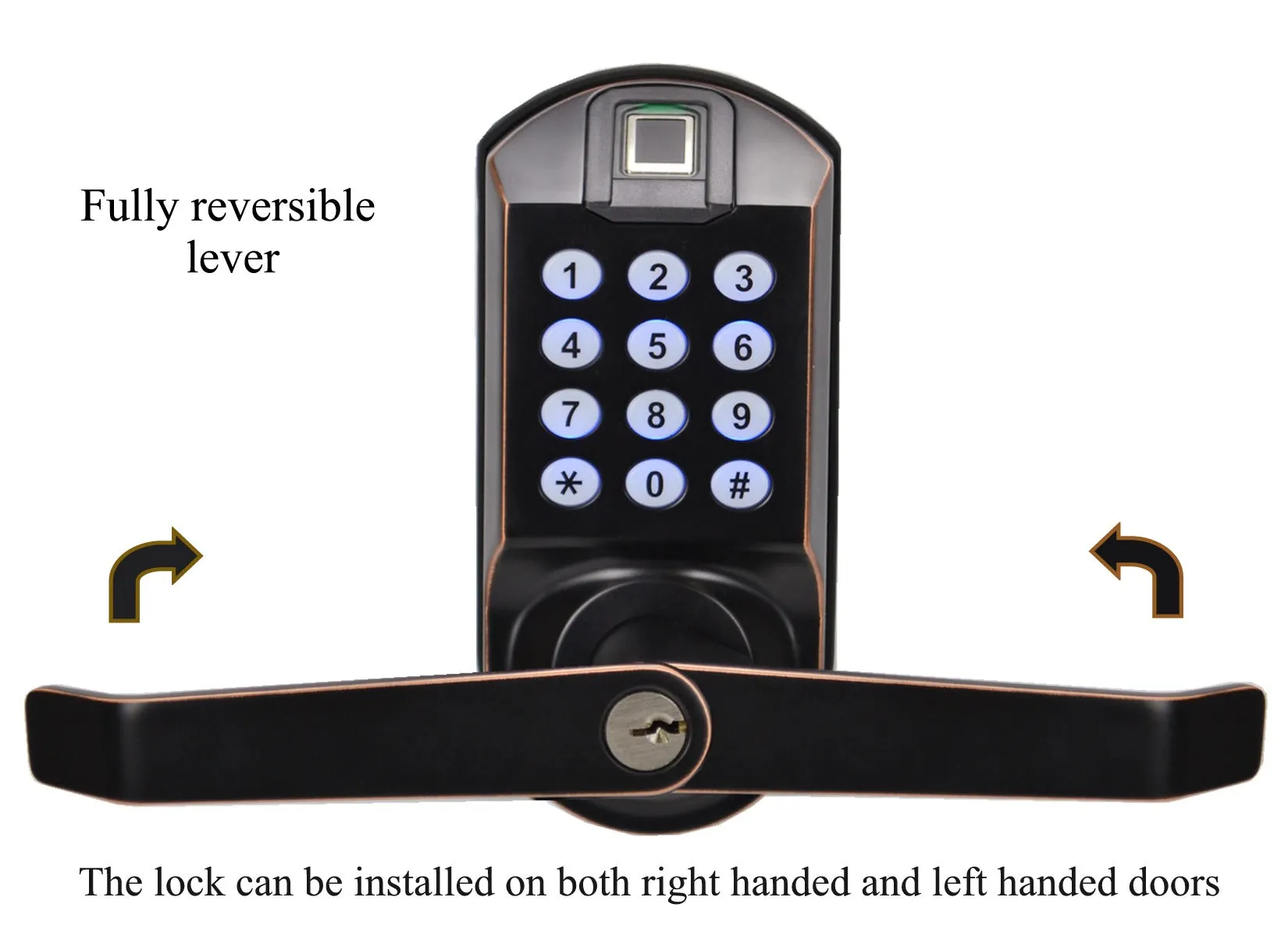 X7 Fingerprint Keypad Door Lock, Non-Handed, Aged Bronze, Non-Weatherproof