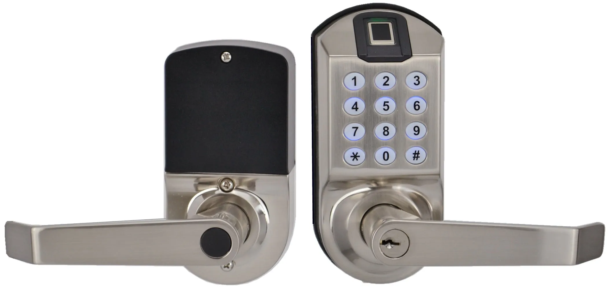 X7 Fingerprint Keypad Door Lock, Non-Handed, Satin Nickel, Non-Weatherproof (Refurbished)