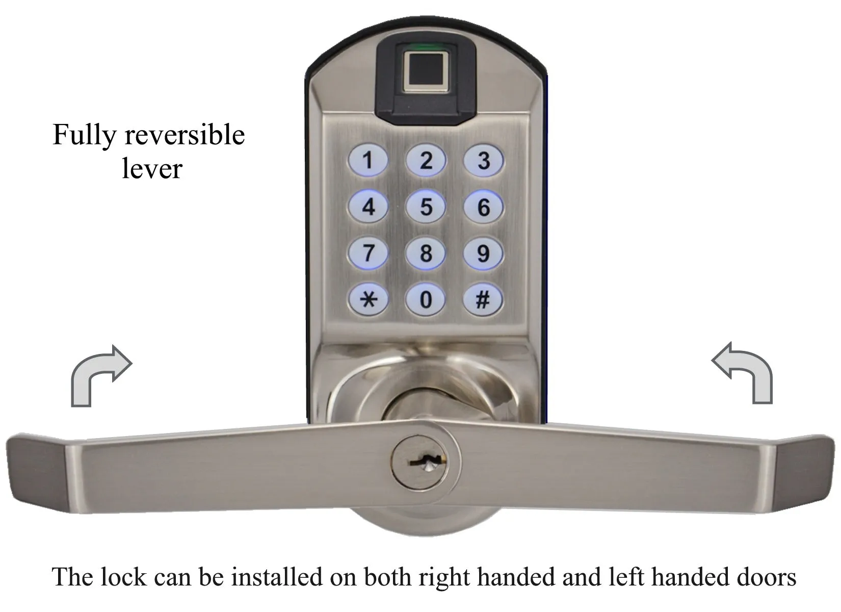 X7 Fingerprint Keypad Door Lock, Non-Handed, Satin Nickel, Non-Weatherproof (Refurbished)