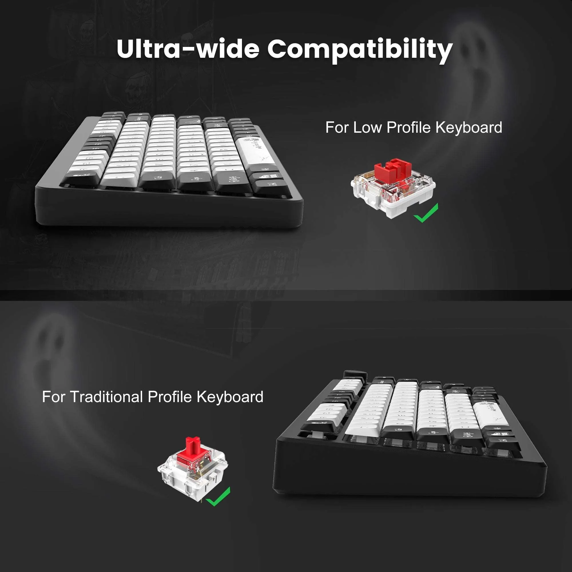 XVX Ghost Low Profile PBT Dye-Sub Keycap (122-Key)