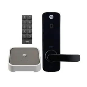 YALE UNITY ENTRANCE LOCK MATT BLACK WITH CONNECT PLUS BRIDGE AND SMART KEYPAD